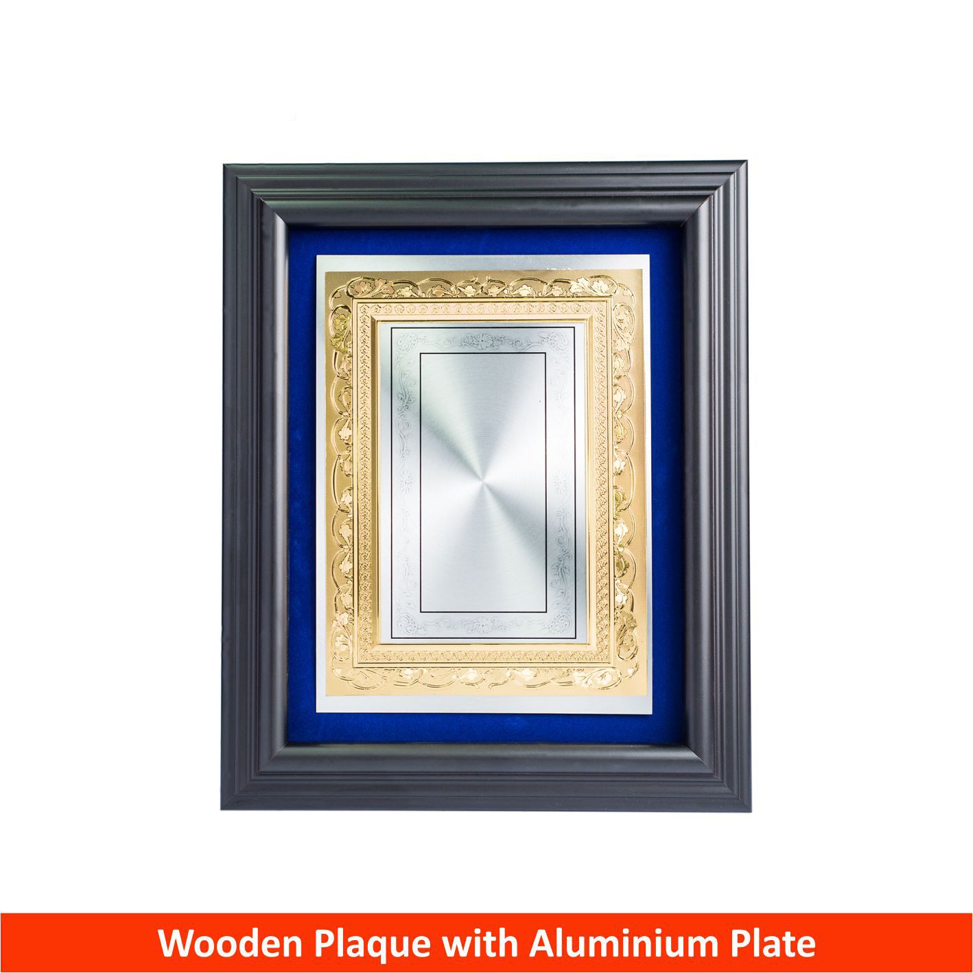 EP135 Wooden Plaque with Aluminium Plate (Blue)