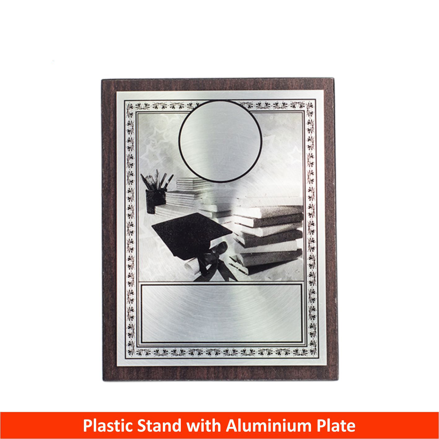 EP243 Graduation Aluminium Plate on Wood with Plastic Stand