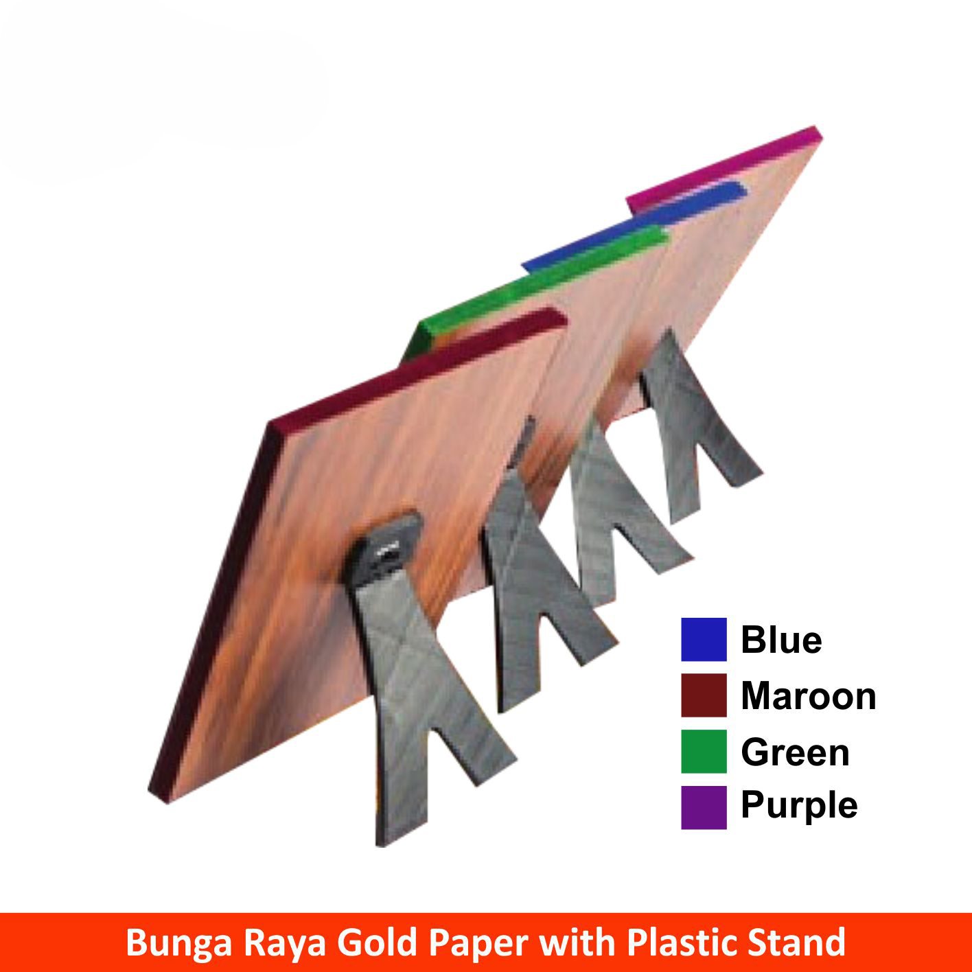 EP740 Bunga Raya Gold Plate with Plastic Stand (Back)